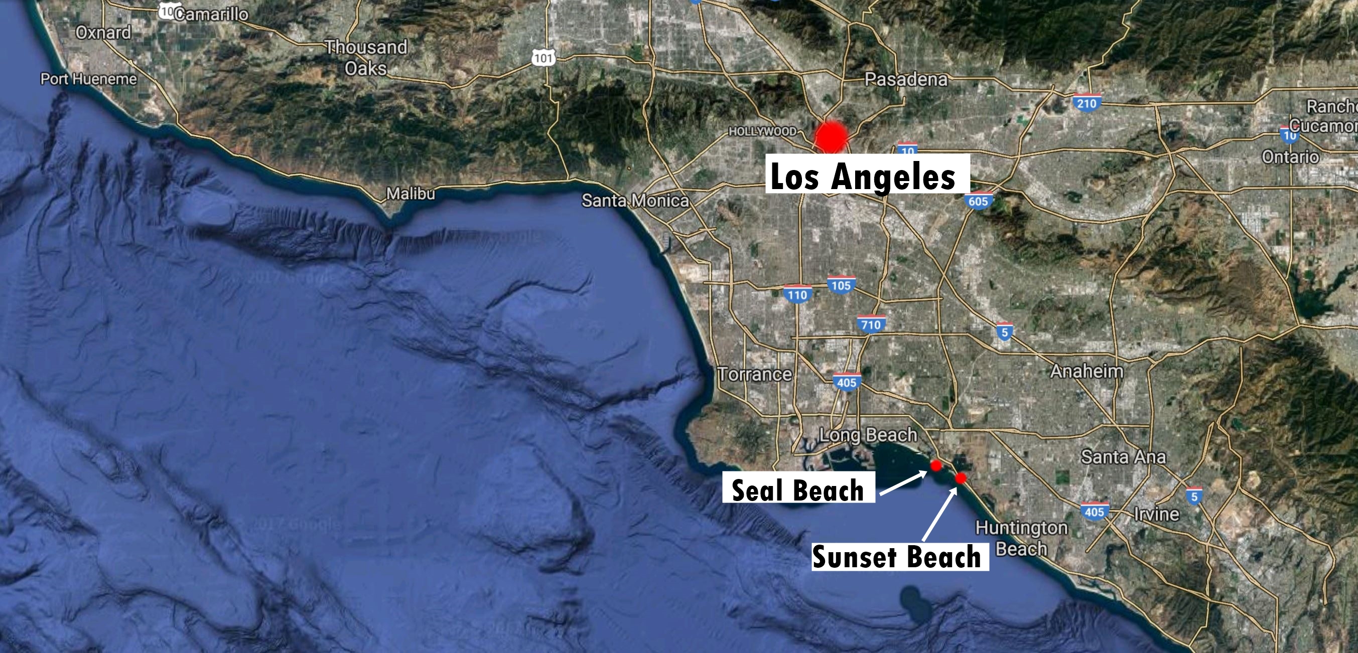 seal beach sunset beach map