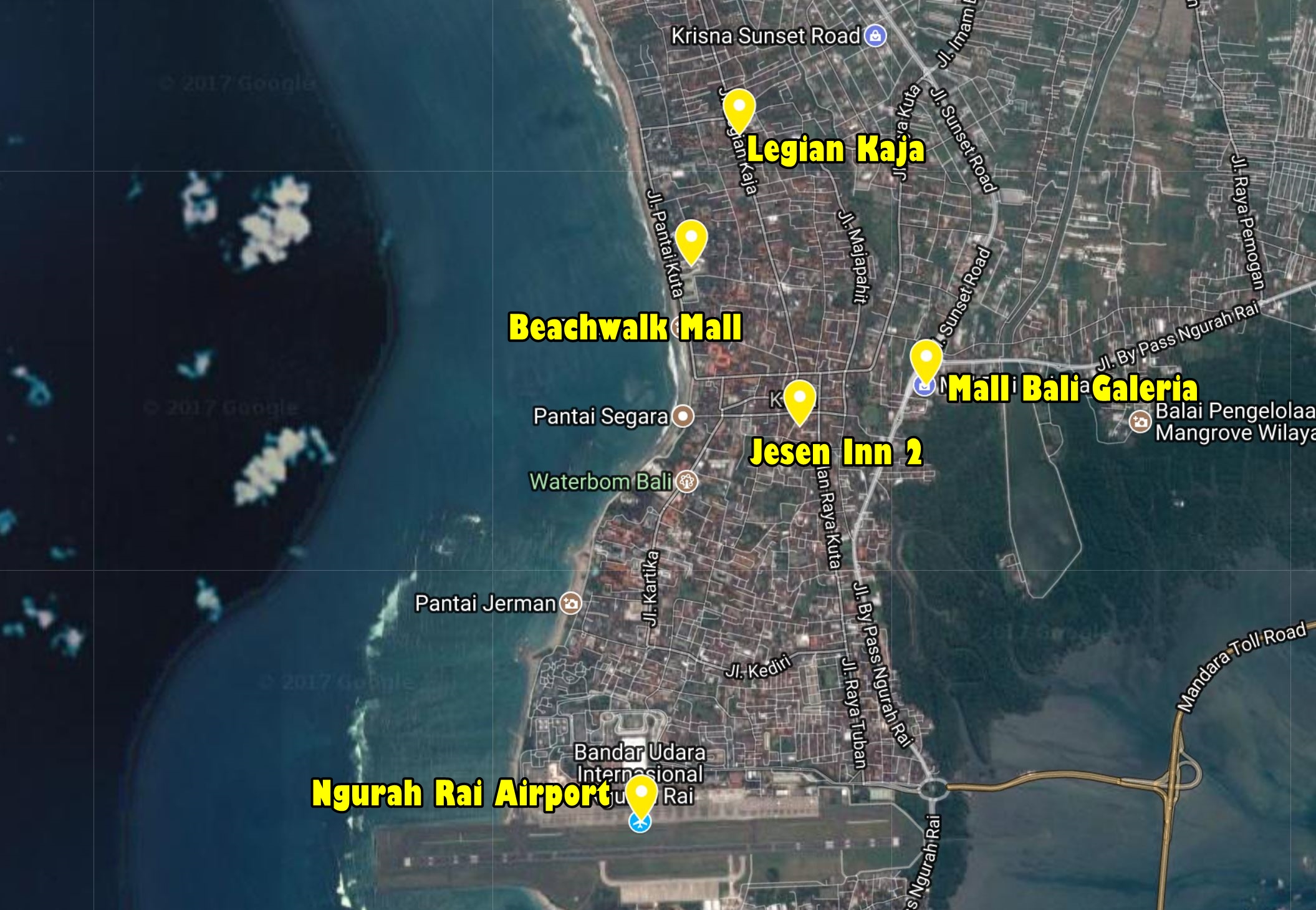 map Jesen Inn 2 Kuta Bali map Jesen Inn 2 Kuta Bali