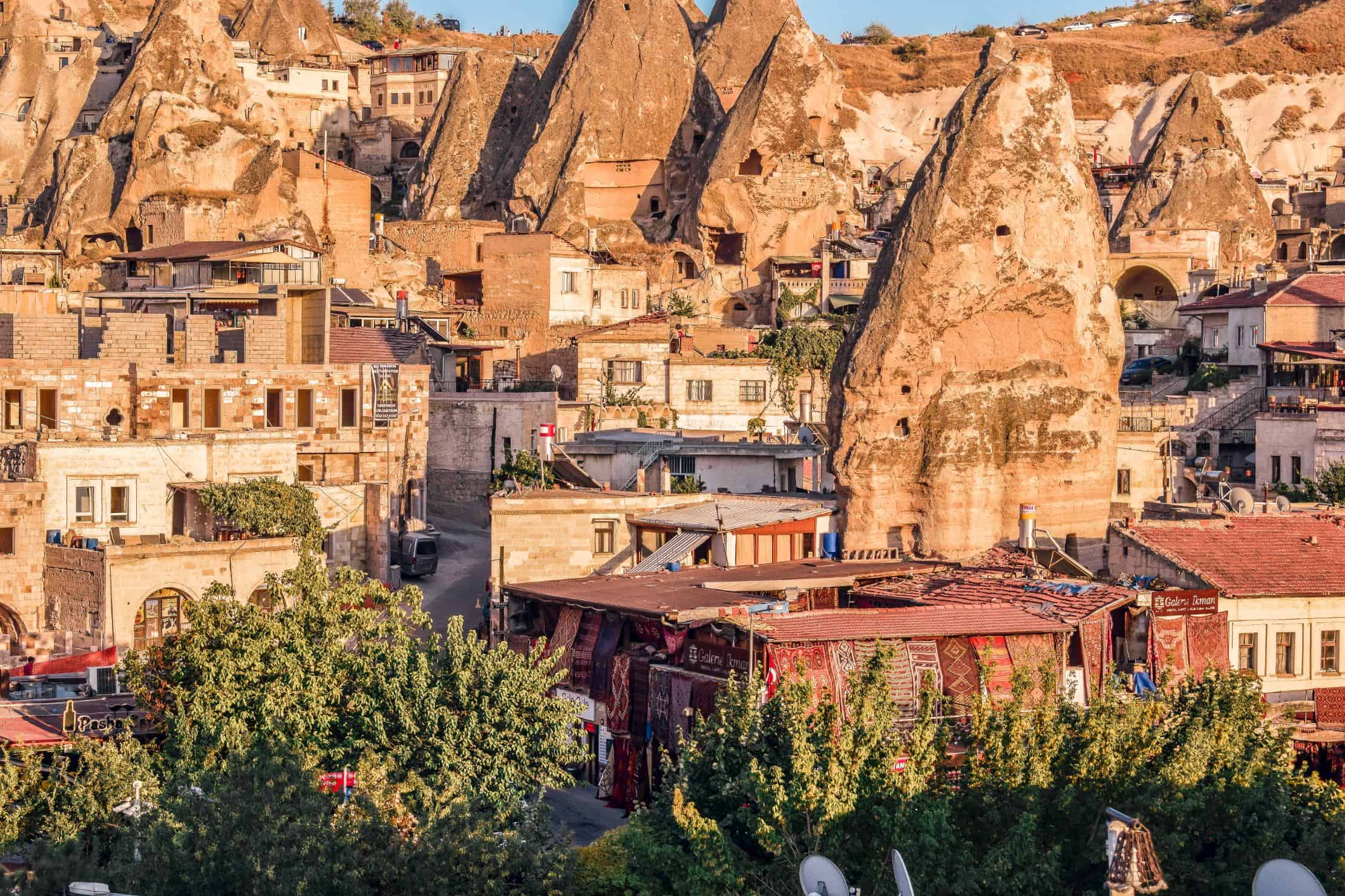 View of Goreme town in Cappadocia, one of the most popular places to visit in Cappadocia