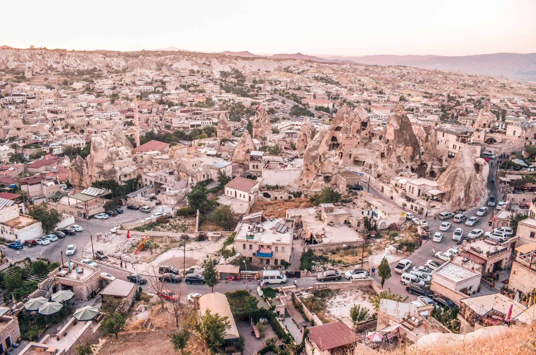 View of Goreme town in Cappadocia, one of the most popular places to visit in Cappadocia