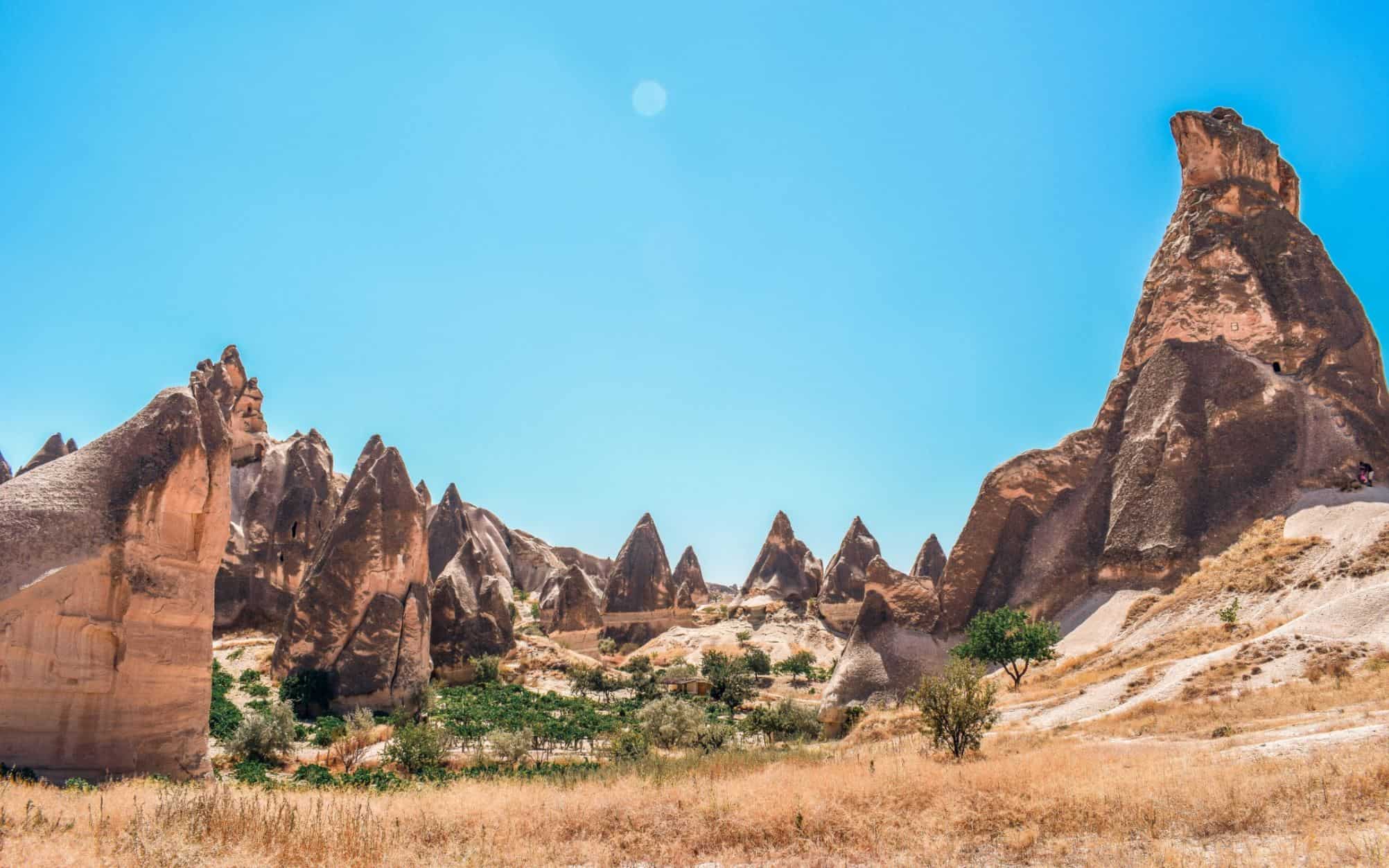 Natural rock formations in Rose Valley, one of the most unique things to do in Cappadocia