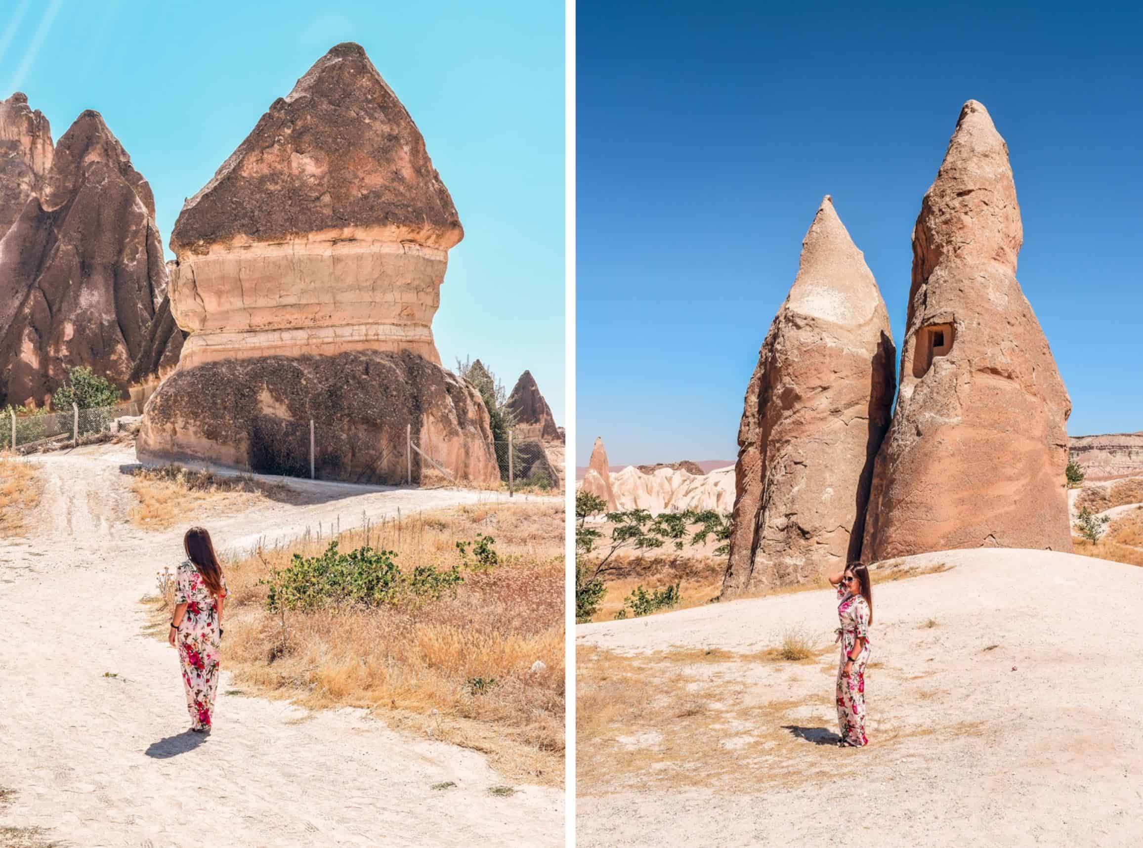 Natural rock formations in Rose Valley, one of the most unique things to do in Cappadocia
