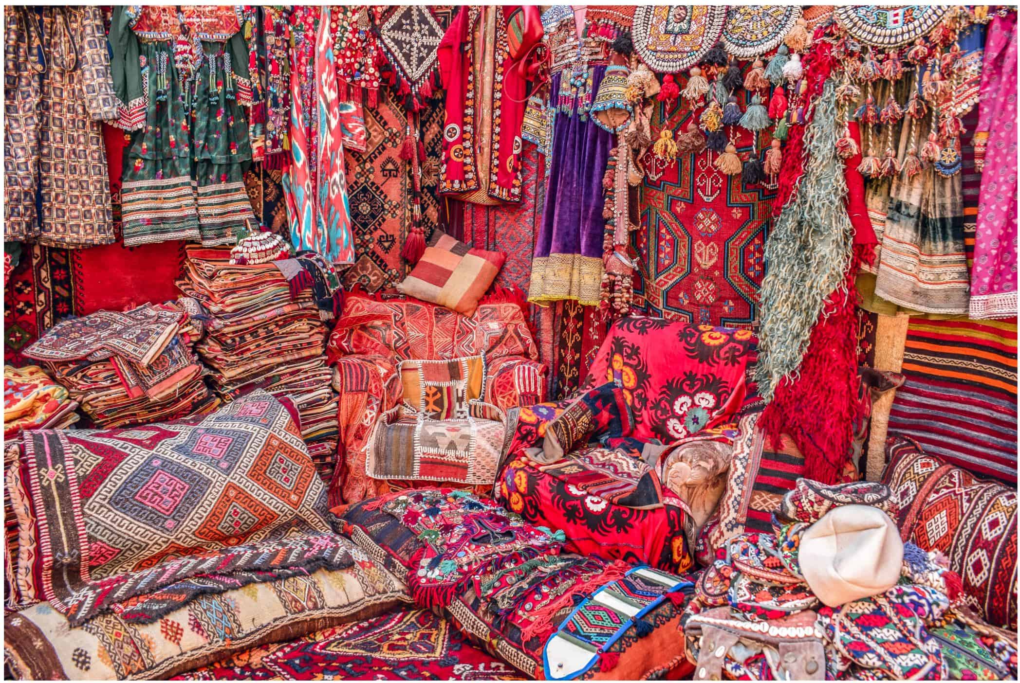 Colorful carpets and lamps at Ikman Gallery in Cappadocia – one of the most photogenic places to visit in Cappadocia