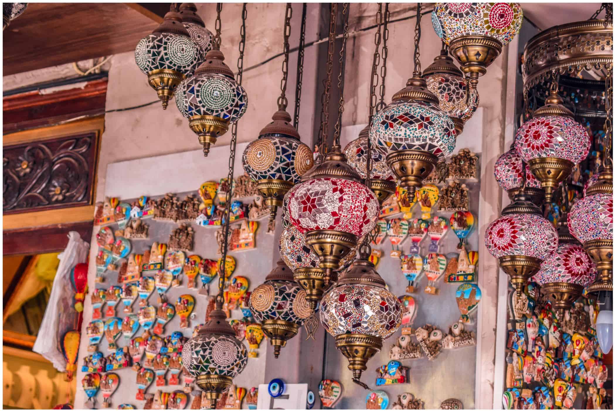 Colorful carpets and lamps at Ikman Gallery in Cappadocia – one of the most photogenic places to visit in Cappadocia